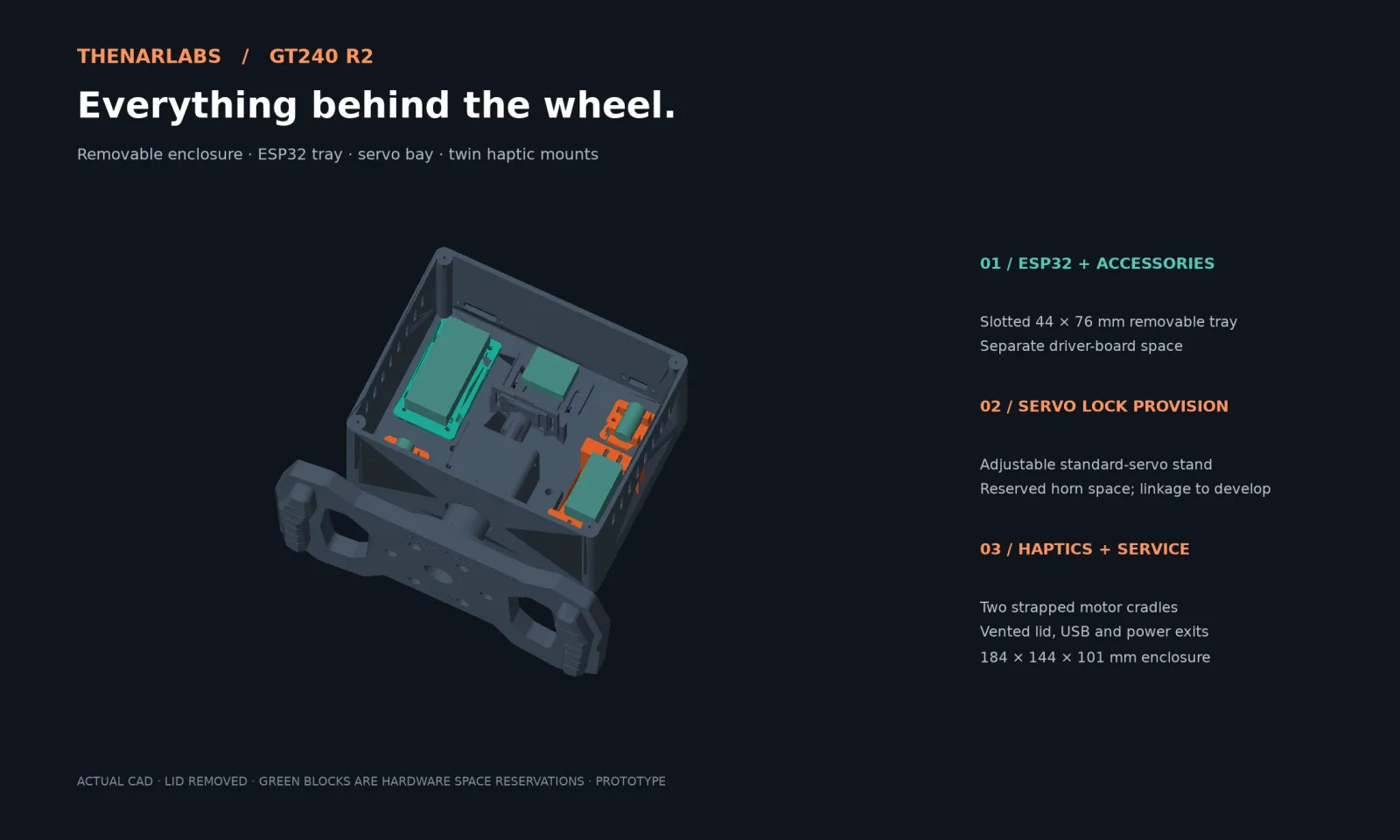 The rear electronics enclosure